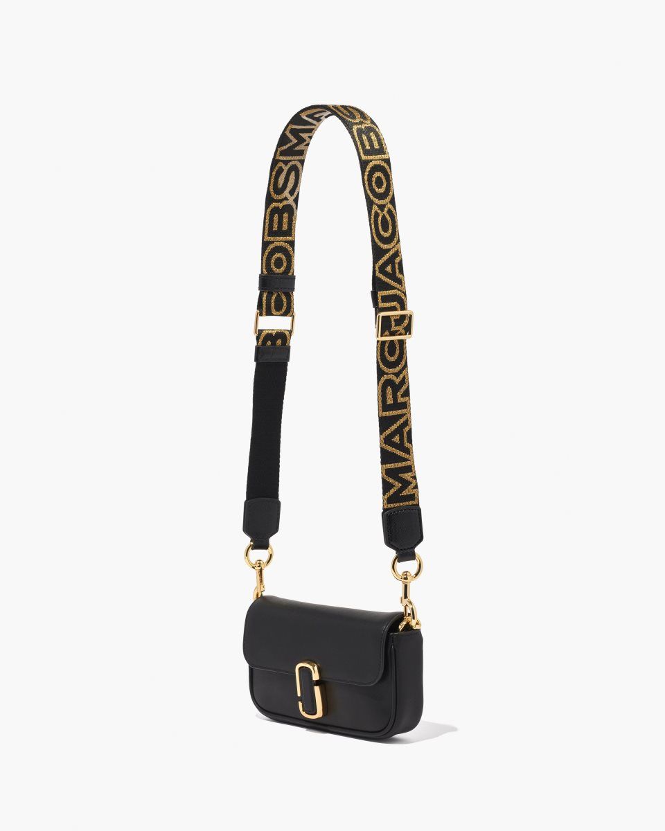 Sangle De Sac Marc Jacobs The Thin Outline Logo Webbing Strap Femme Noir Doré | 517BURCOV