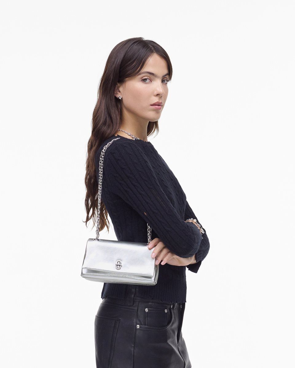 The Dual Bag Marc Jacobs The Metallic Dual Chain Wallet Femme Argent | 981YJWNOR