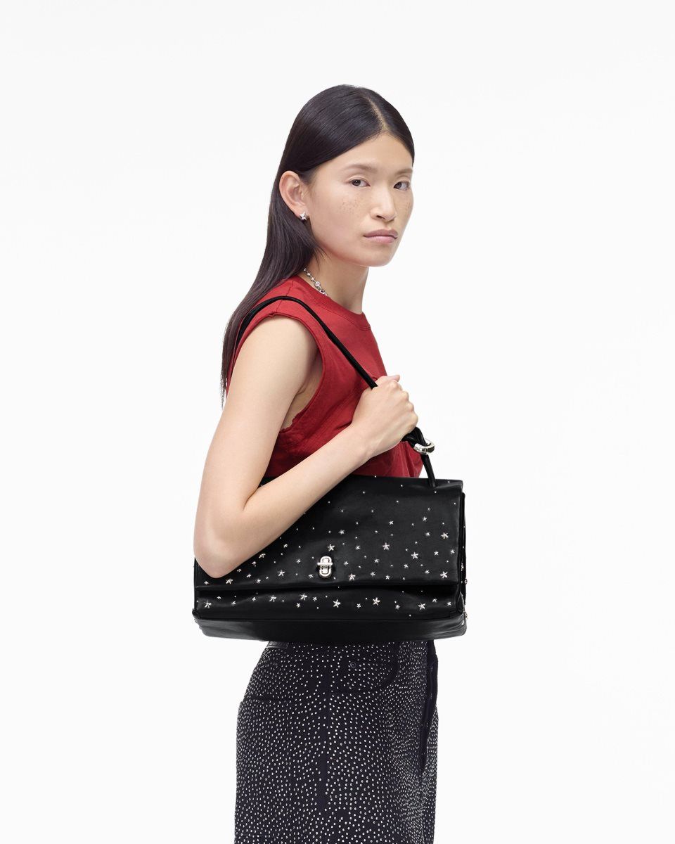 The Dual Bag Marc Jacobs The Star-Studded Leather Large Dual Bag Femme Noir | 318RPKLWQ