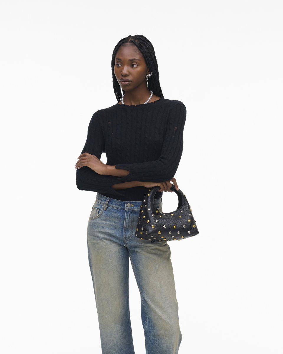 The Sack Bag Marc Jacobs The Glam Studs Leather Mini Sack Bag Femme Noir | 329FJNGOL