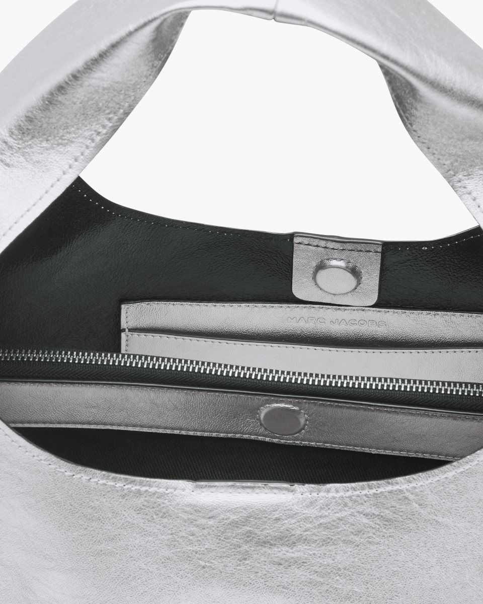 The Sack Bag Marc Jacobs The Metallic Leather Sack Bag Femme Argent | 475WZSBUF