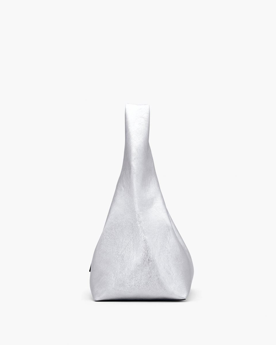 The Sack Bag Marc Jacobs The Metallic Leather Sack Bag Femme Argent | 475WZSBUF