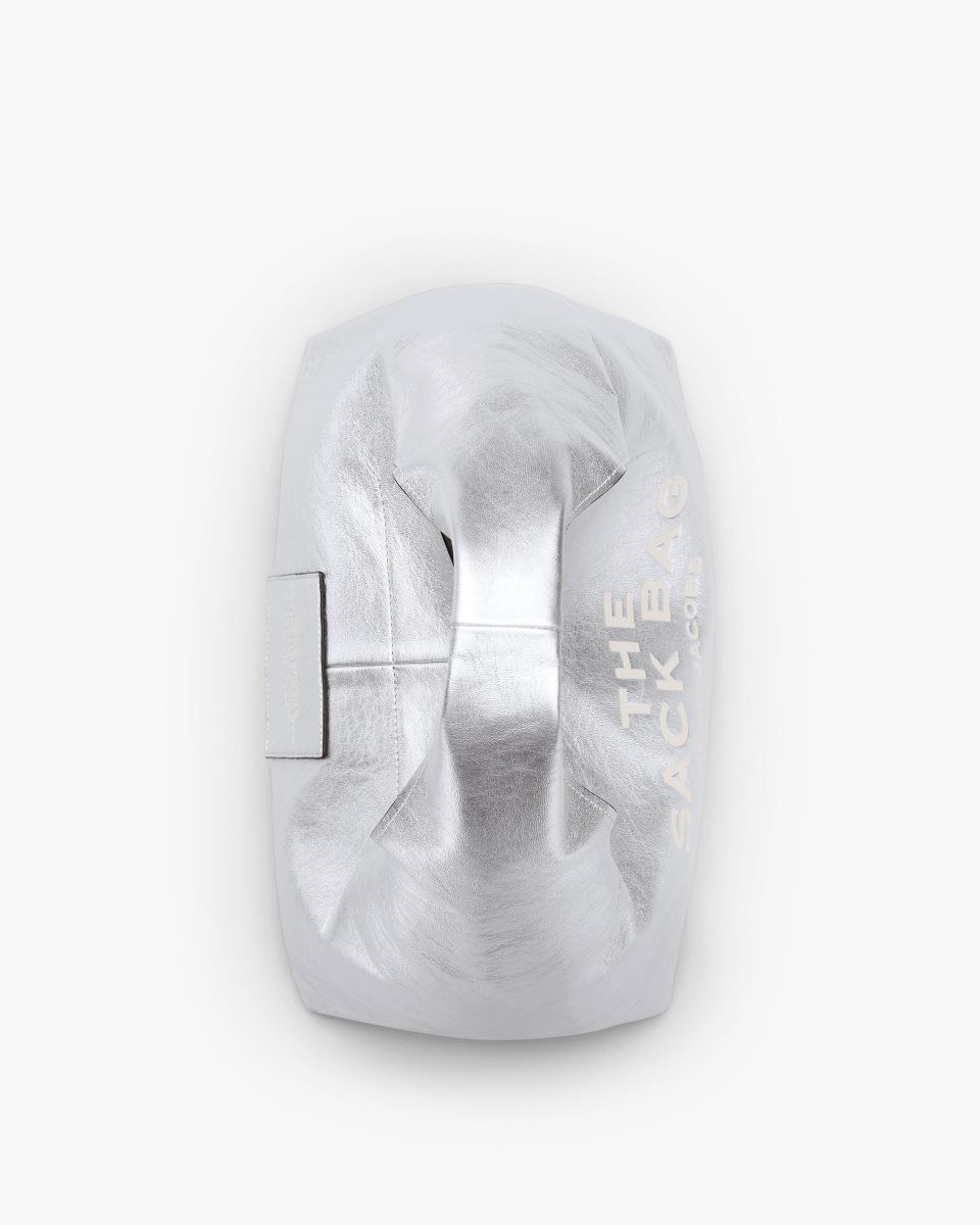 The Sack Bag Marc Jacobs The Metallic Leather Sack Bag Femme Argent | 475WZSBUF