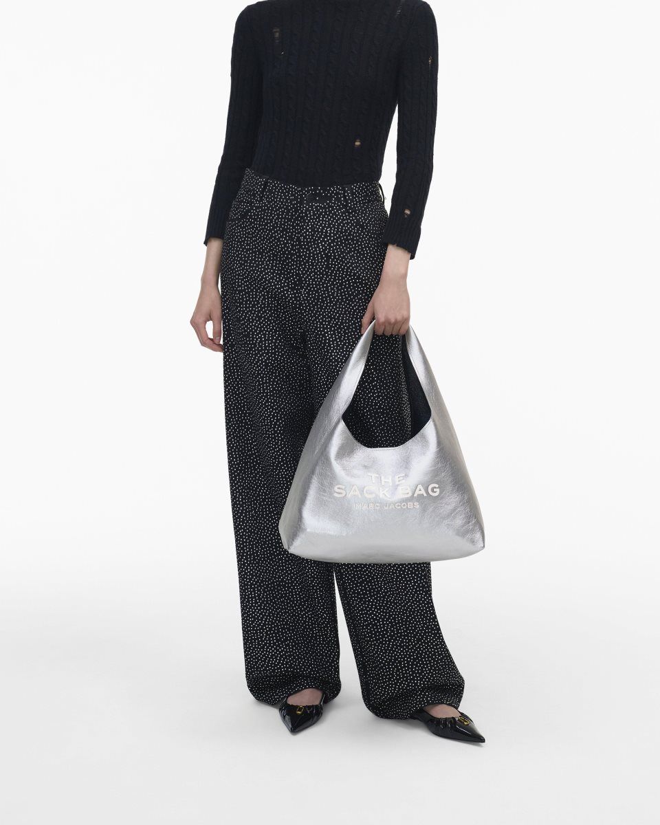 The Sack Bag Marc Jacobs The Metallic Leather Sack Bag Femme Argent | 475WZSBUF