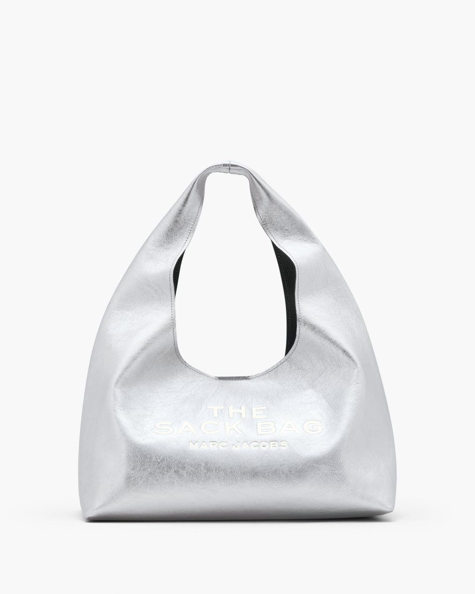 The Sack Bag Marc Jacobs The Metallic Leather Sack Bag Femme Argent | 475WZSBUF