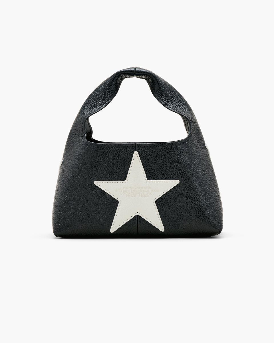 The Sack Bag Marc Jacobs The Star Patchwork Leather Mini Sack Bag Femme Noir Blanche | 608OIUHJR