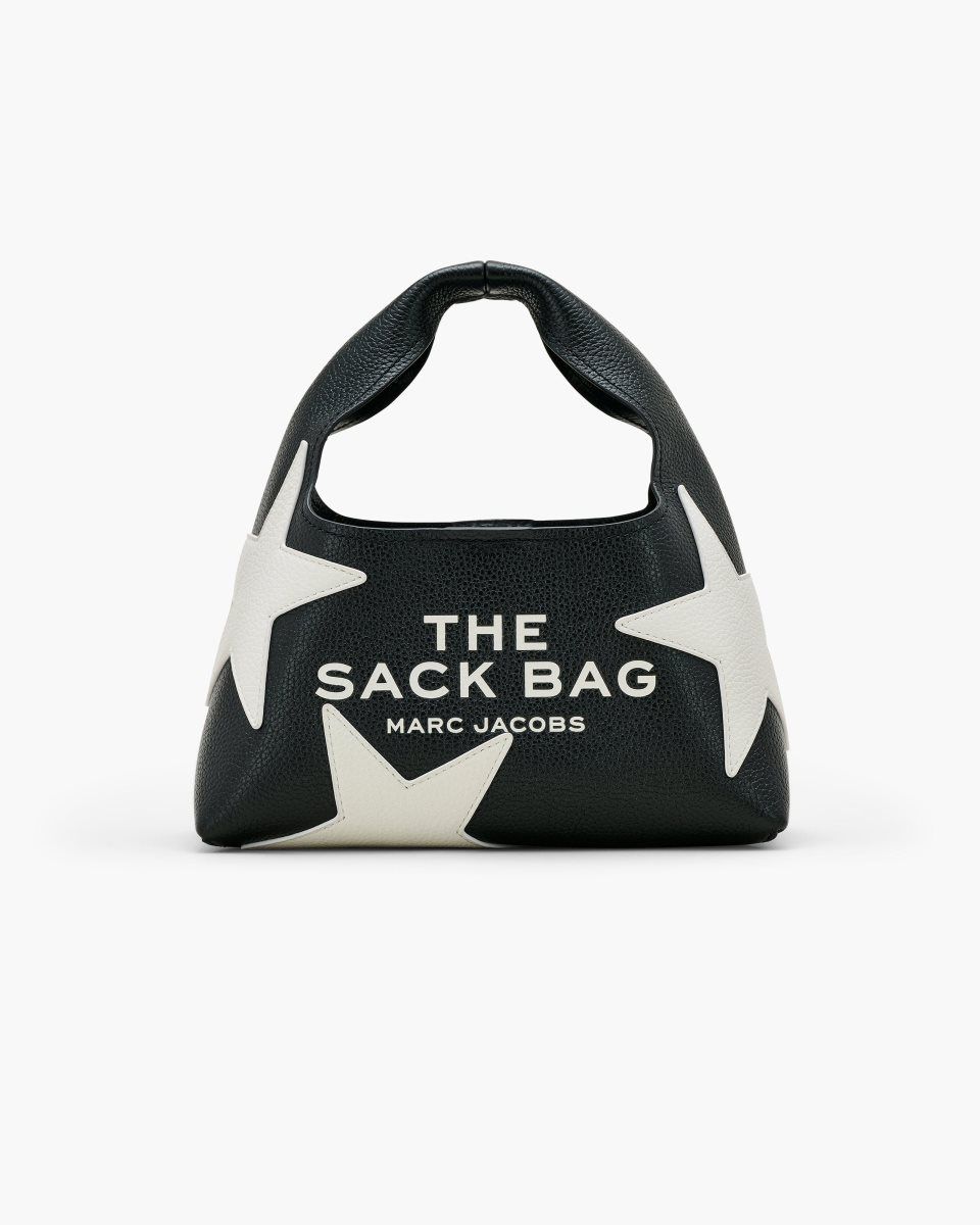 The Sack Bag Marc Jacobs The Star Patchwork Leather Mini Sack Bag Femme Noir Blanche | 608OIUHJR