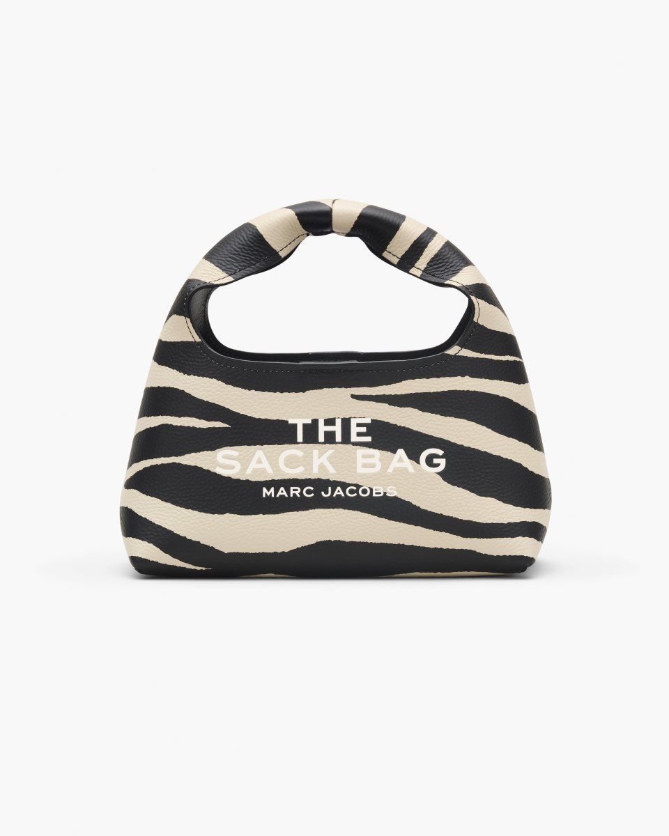 The Sack Bag Marc Jacobs The Zebra Leather Mini Sack Bag Femme Noir Blanche | 840FRWDPY