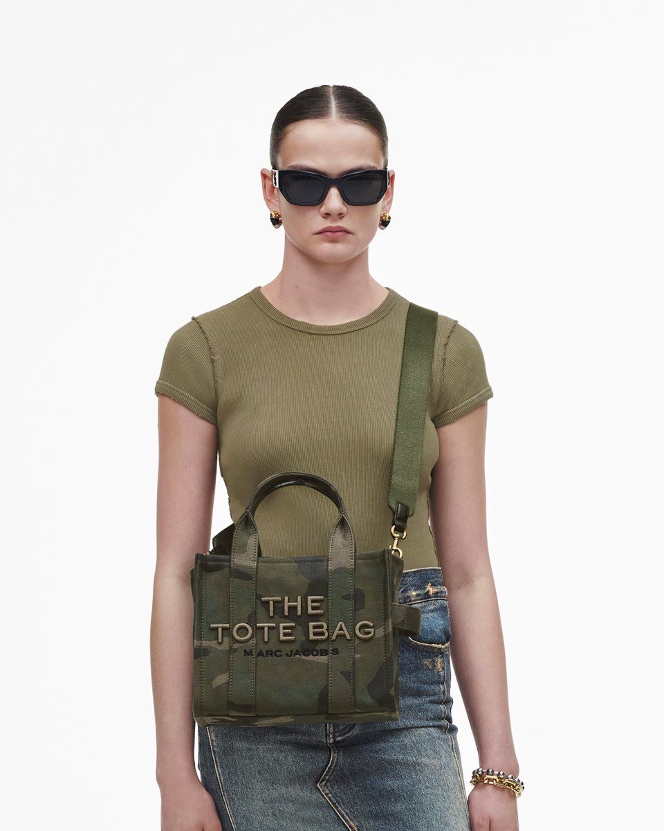 The Tote Bag Marc Jacobs The Camo Jacquard Small Tote Bag Femme Camouflage Multicolore | 407GCUSNQ