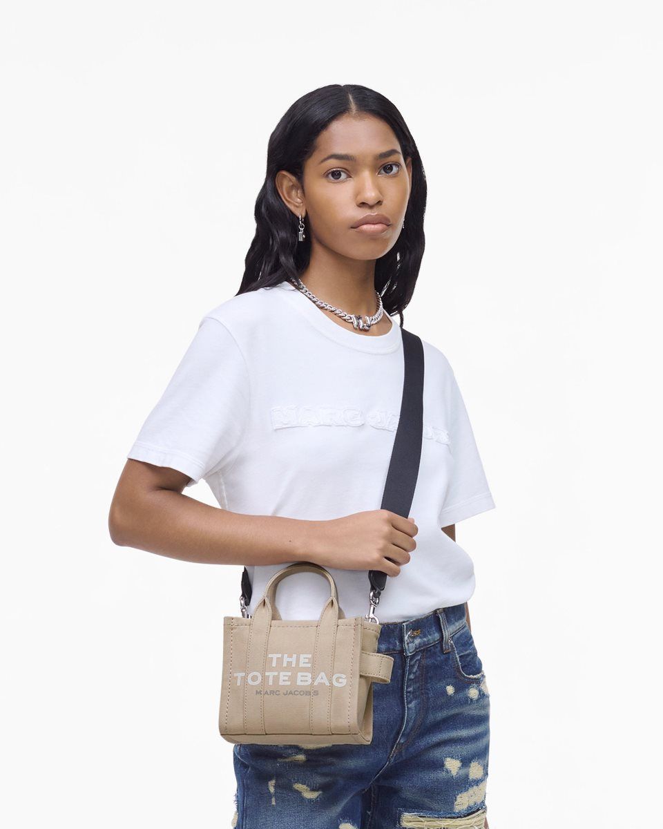 The Tote Bag Marc Jacobs The Canvas Crossbody Tote Bag Femme Beige | 367SGCPAT