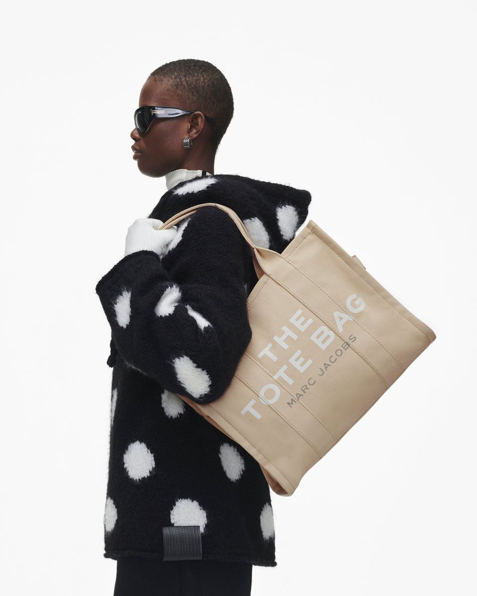 The Tote Bag Marc Jacobs The Canvas Large Tote Bag Femme Beige | 279JZSUEL