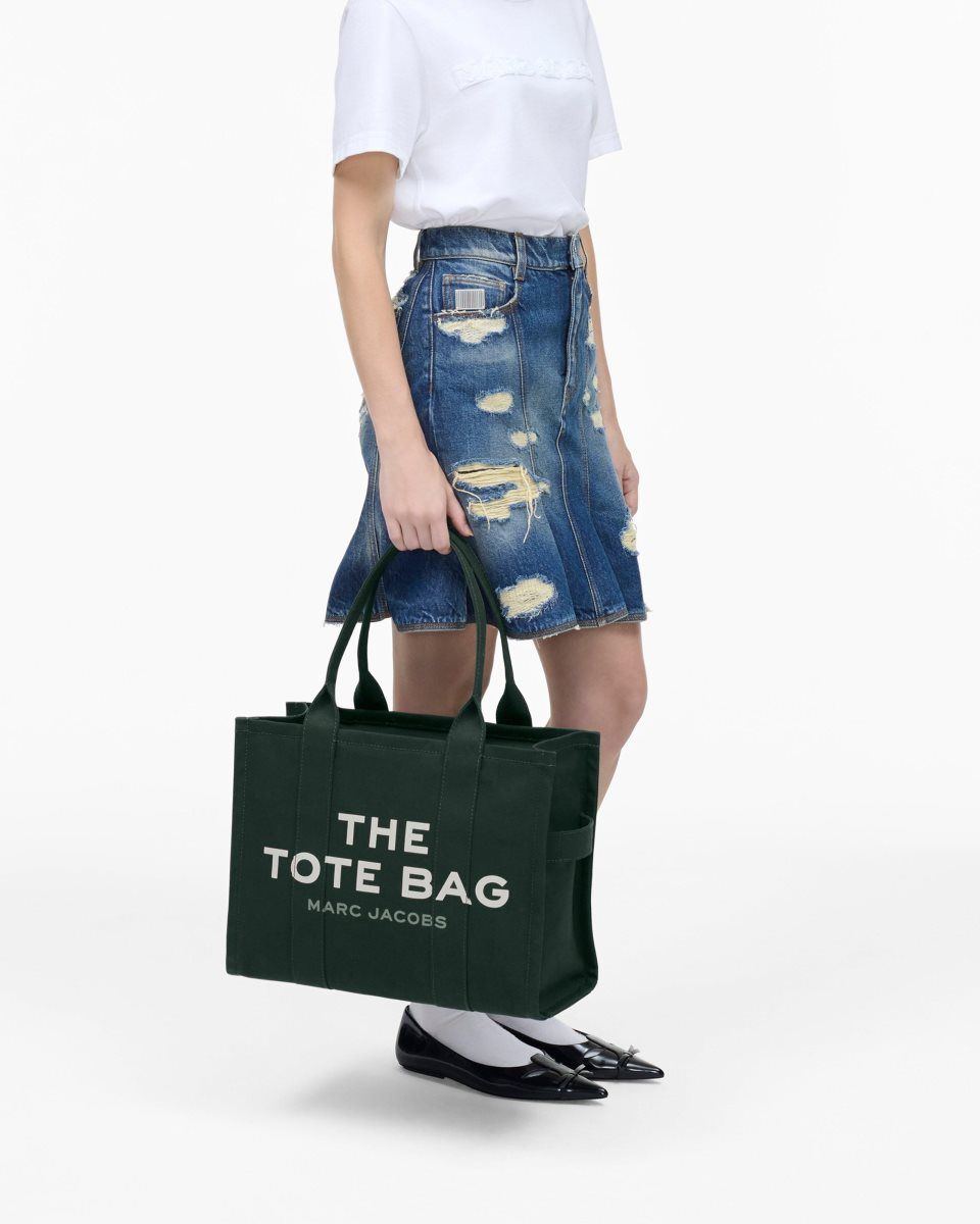 The Tote Bag Marc Jacobs The Canvas Large Tote Bag Femme Vert Foncé | 852WJTBDL