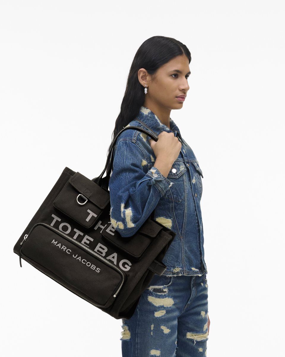 The Tote Bag Marc Jacobs The Cargo Canvas Large Tote Bag Femme Noir | 083UIBERX