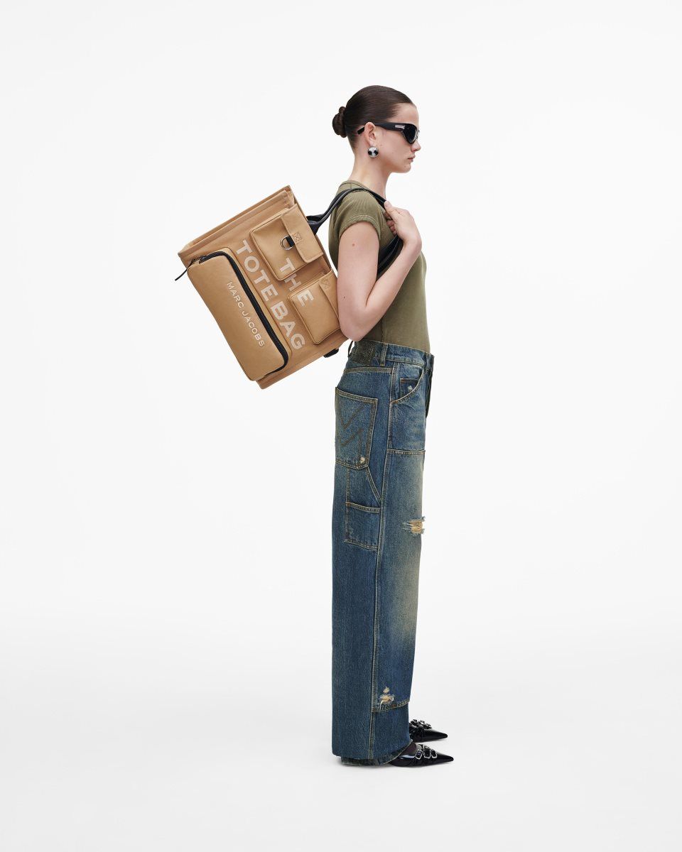 The Tote Bag Marc Jacobs The Cargo Canvas Large Tote Bag Femme Marron | 851KOCGYW