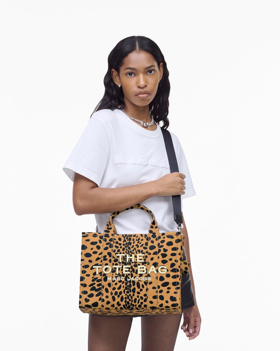 The Tote Bag Marc Jacobs The Cheetah Canvas Medium Tote Bag Femme Noir Multicolore | 143NUEXZY