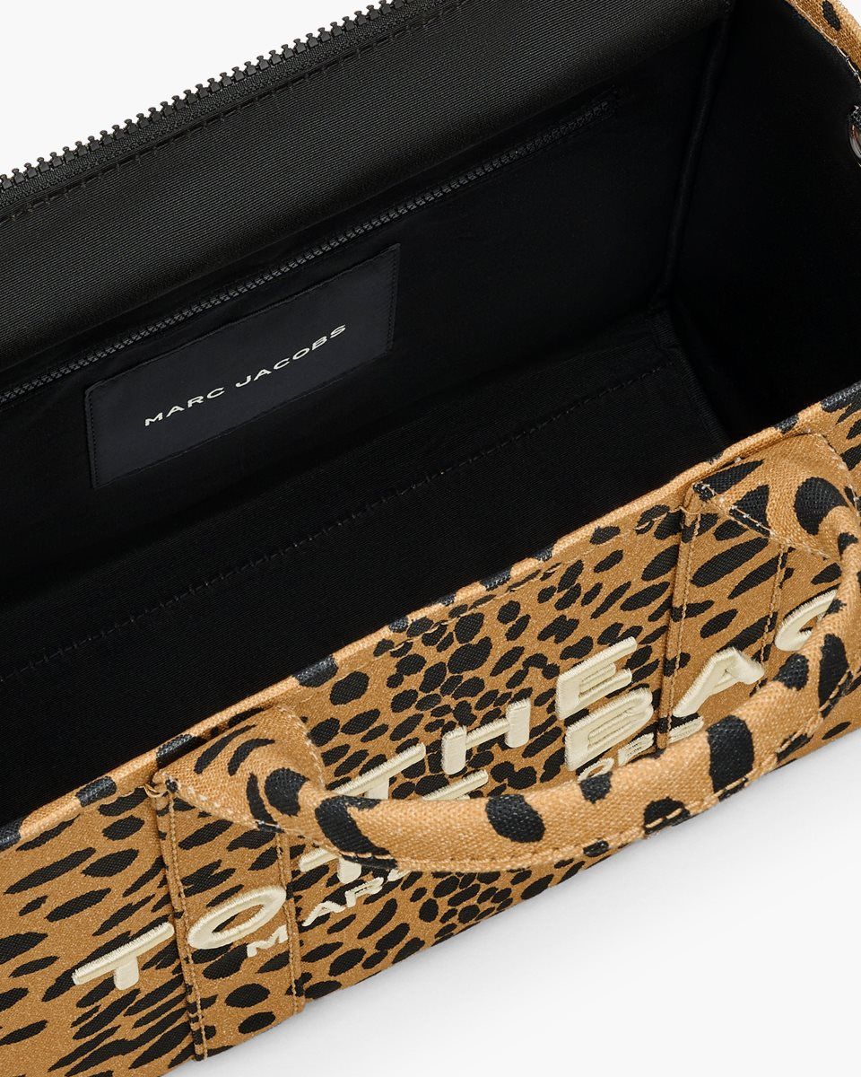 The Tote Bag Marc Jacobs The Cheetah Canvas Medium Tote Bag Femme Noir Multicolore | 143NUEXZY