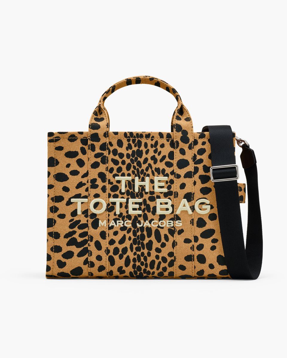 The Tote Bag Marc Jacobs The Cheetah Canvas Medium Tote Bag Femme Noir Multicolore | 143NUEXZY