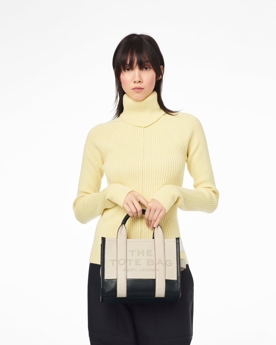 The Tote Bag Marc Jacobs The Colorblock Small Tote Bag Femme Blanche Multicolore | 627RBYWCE