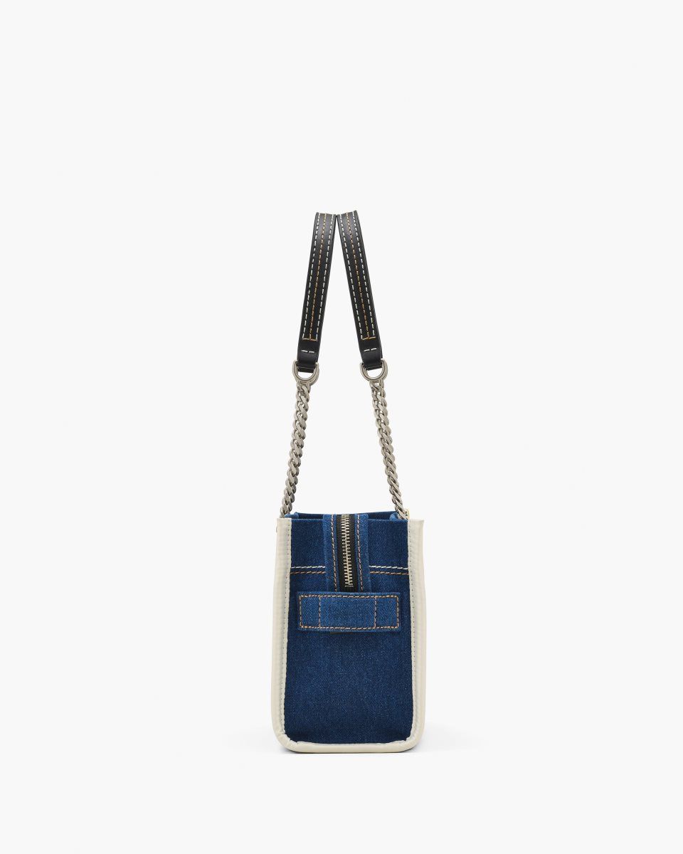 The Tote Bag Marc Jacobs The Denim Chain Small Tote Bag Femme Lavage Foncé | 287QDCPHB