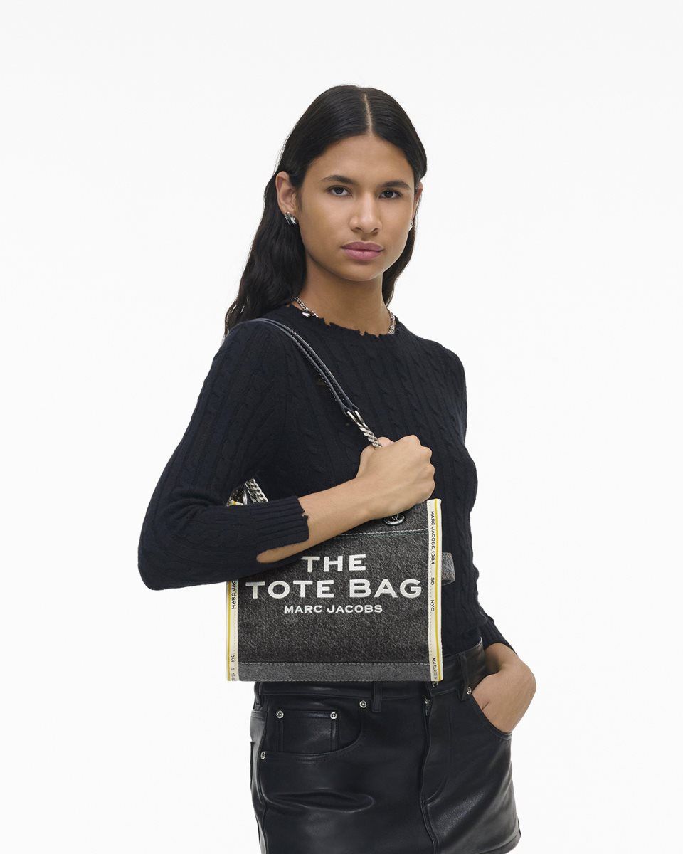 The Tote Bag Marc Jacobs The Denim Chain Small Tote Bag Femme Noir Lavage | 317UOQTSV