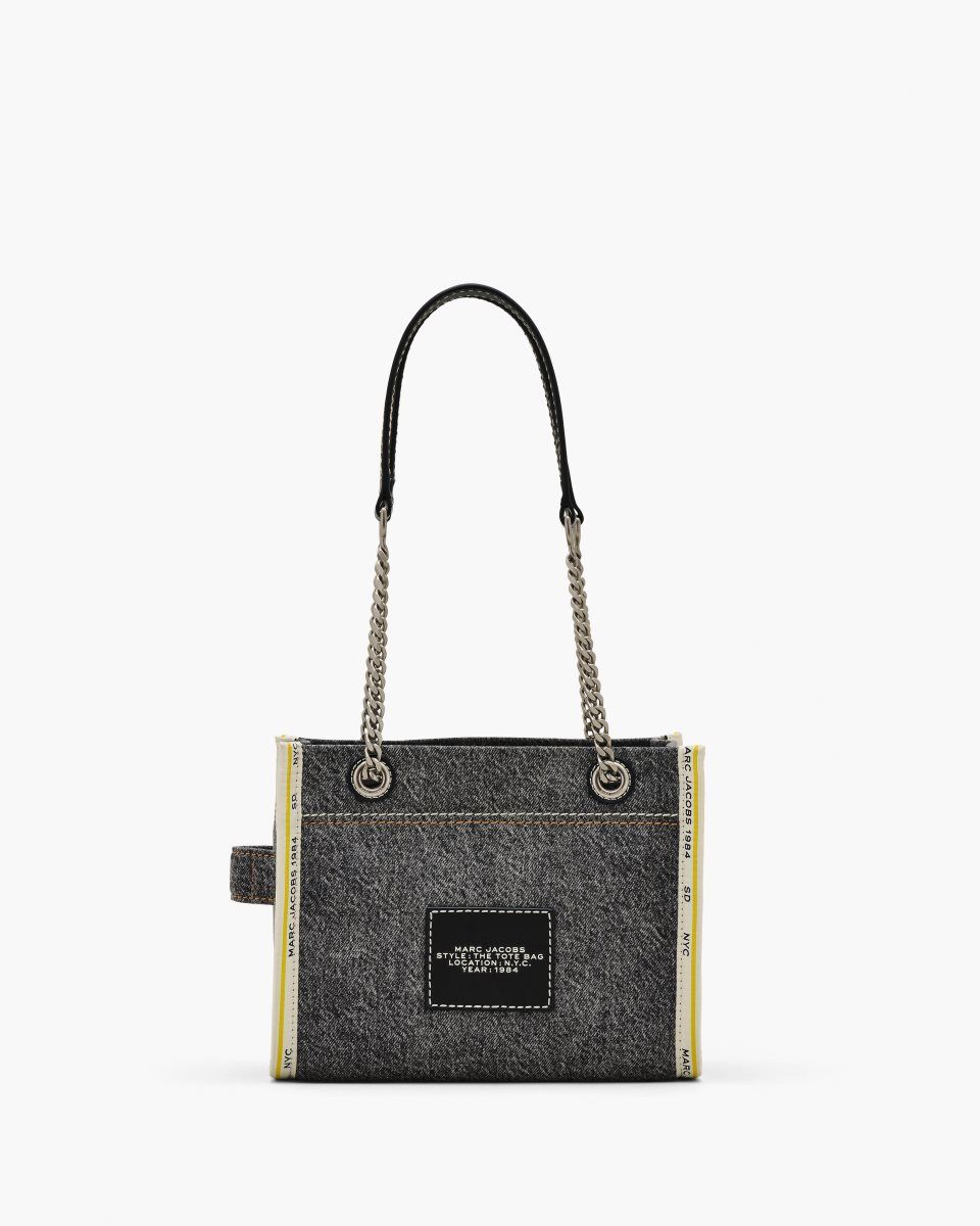 The Tote Bag Marc Jacobs The Denim Chain Small Tote Bag Femme Noir Lavage | 317UOQTSV