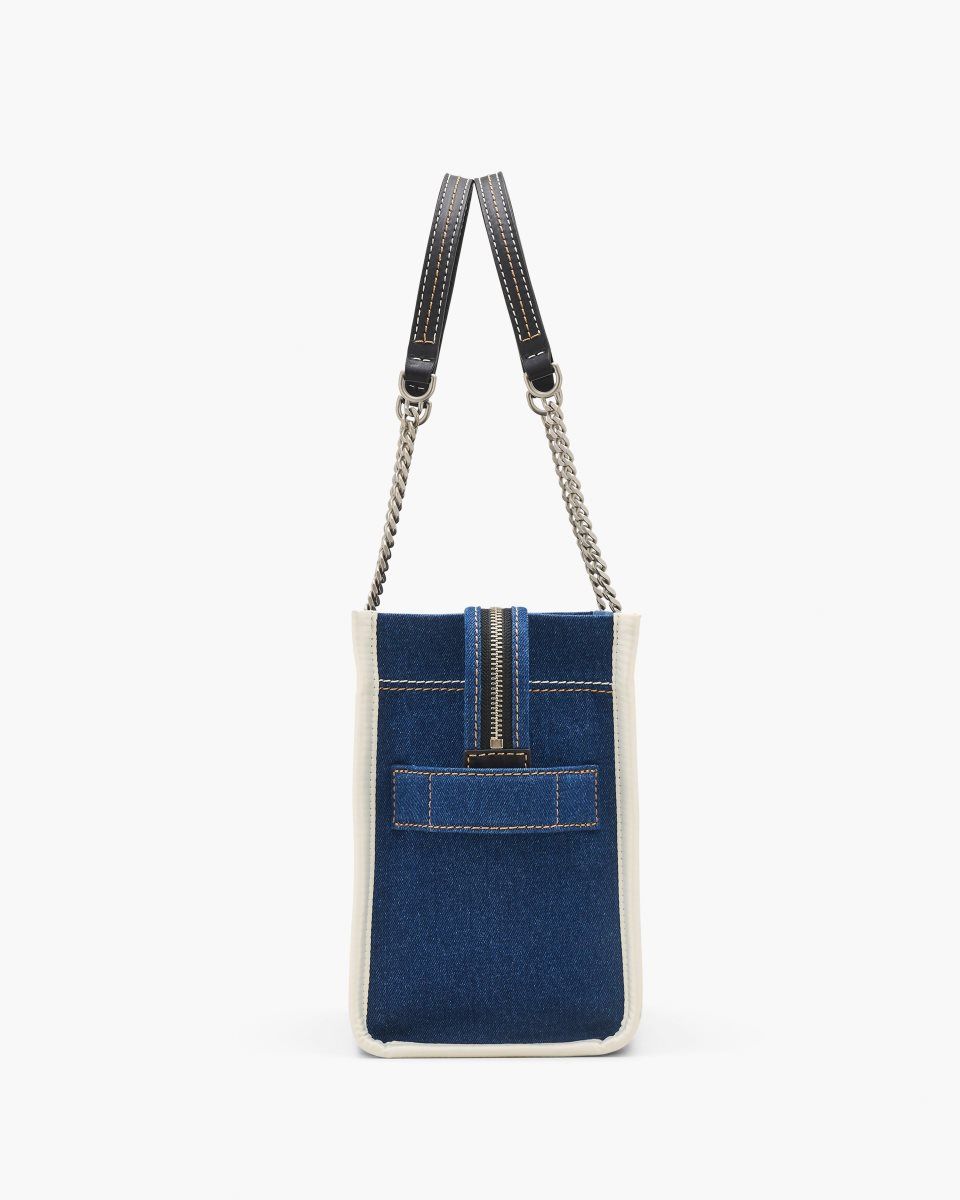 The Tote Bag Marc Jacobs The Denim Chain Medium Tote Bag Femme Lavage Foncé | 574UDWMBT