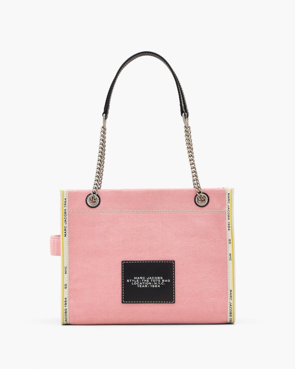 The Tote Bag Marc Jacobs The Denim Chain Medium Tote Bag Femme Rose | 769CWASDU