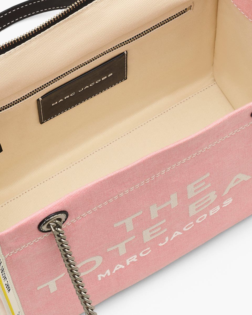 The Tote Bag Marc Jacobs The Denim Chain Medium Tote Bag Femme Rose | 769CWASDU
