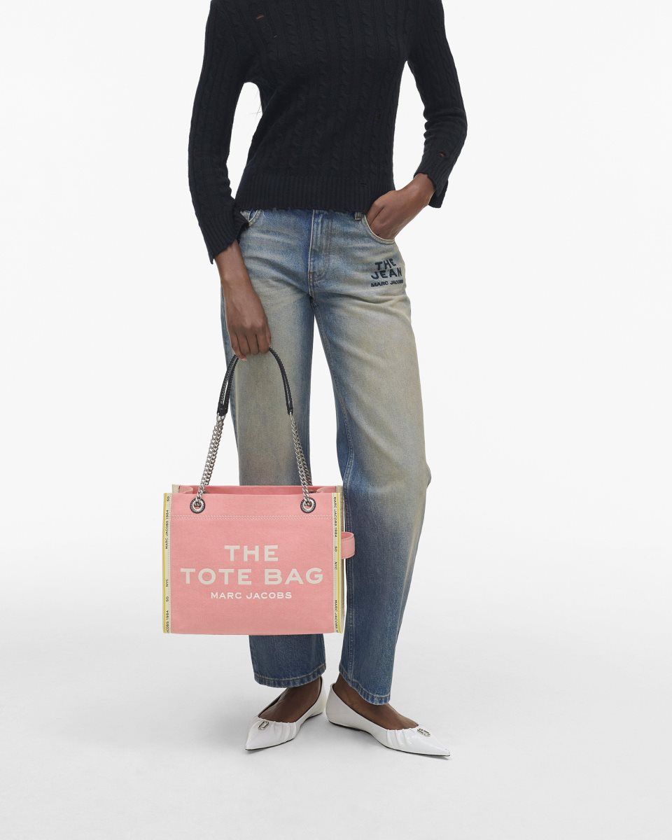 The Tote Bag Marc Jacobs The Denim Chain Medium Tote Bag Femme Rose | 769CWASDU