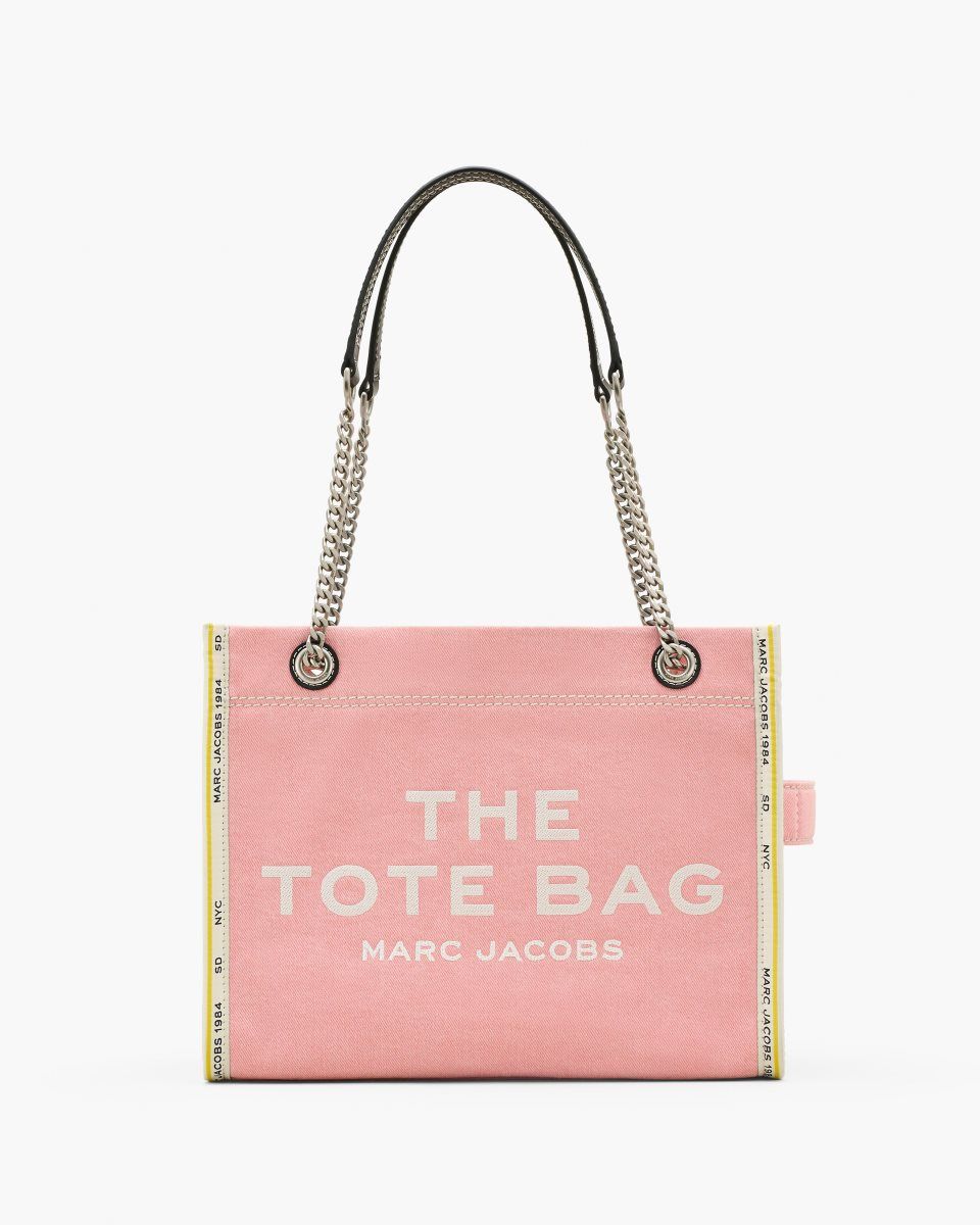 The Tote Bag Marc Jacobs The Denim Chain Medium Tote Bag Femme Rose | 769CWASDU