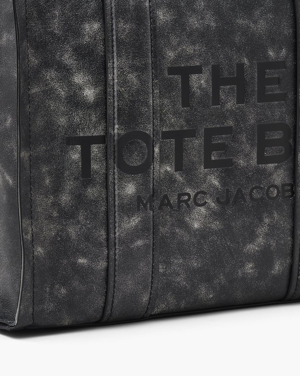 The Tote Bag Marc Jacobs The Distressed Leather Medium Tote Bag Femme Noir | 659CVULYB