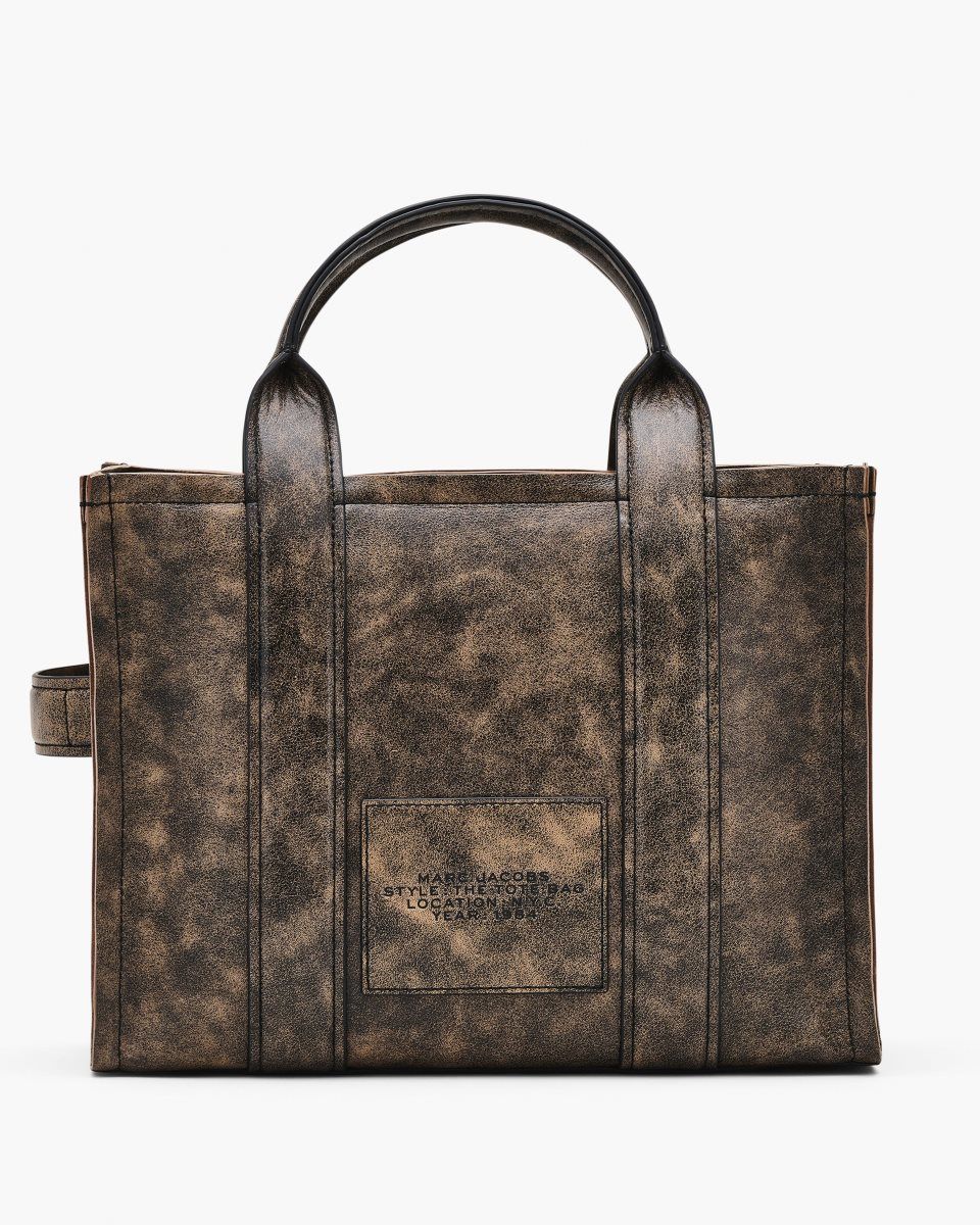 The Tote Bag Marc Jacobs The Distressed Leather Medium Tote Bag Femme Marron | 712FWEMHL