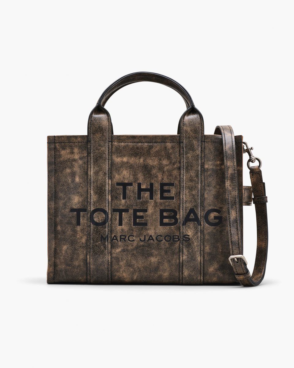 The Tote Bag Marc Jacobs The Distressed Leather Medium Tote Bag Femme Marron | 712FWEMHL