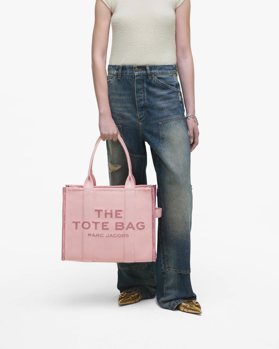 The Tote Bag Marc Jacobs The Jacquard Large Tote Bag Femme Rose | 843STEQHR