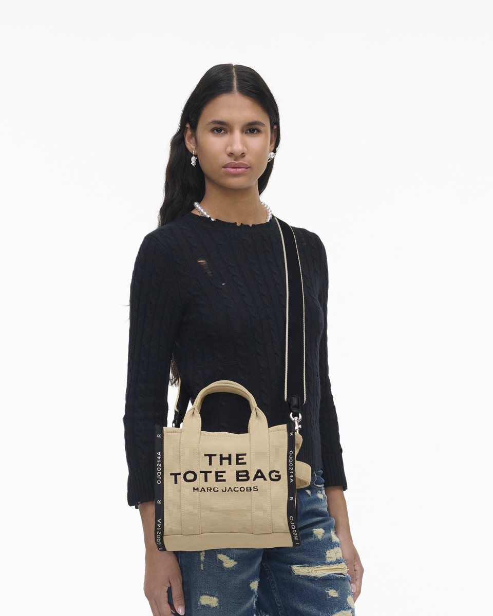 The Tote Bag Marc Jacobs The Jacquard Small Tote Bag Femme Marron | 430NXQZIC
