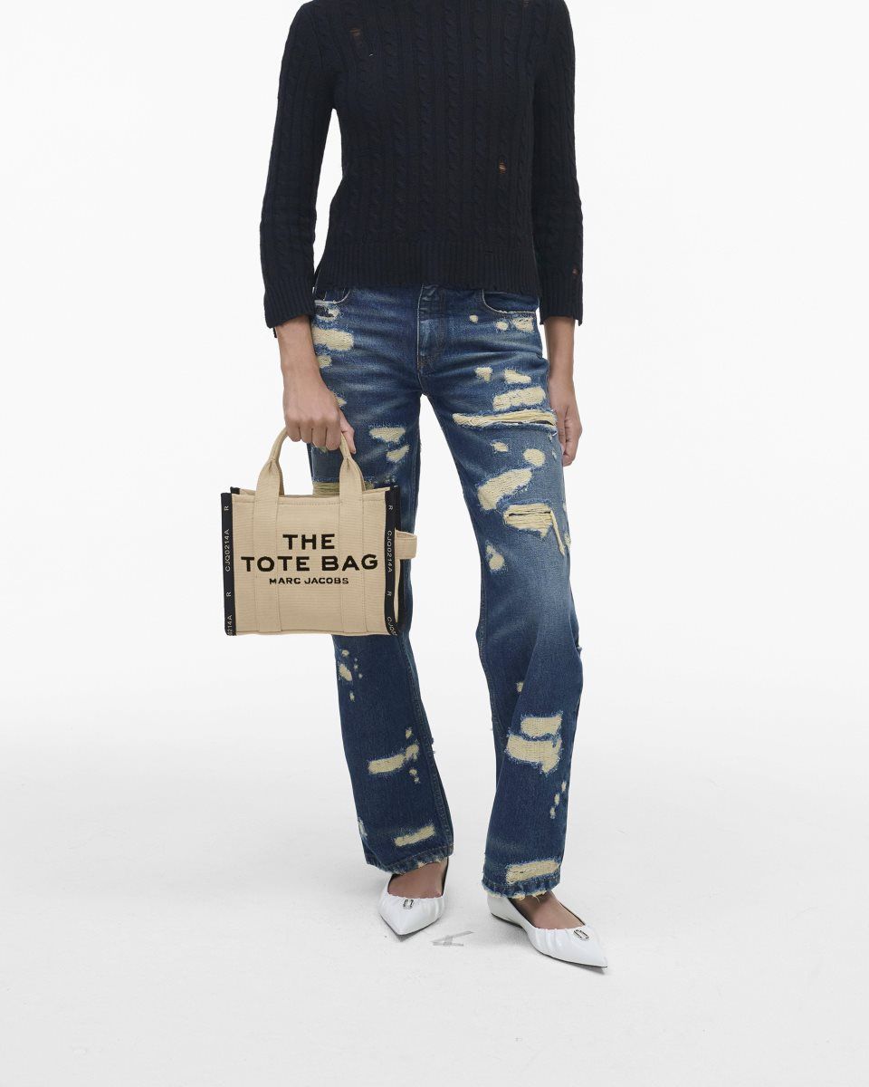 The Tote Bag Marc Jacobs The Jacquard Small Tote Bag Femme Marron | 430NXQZIC