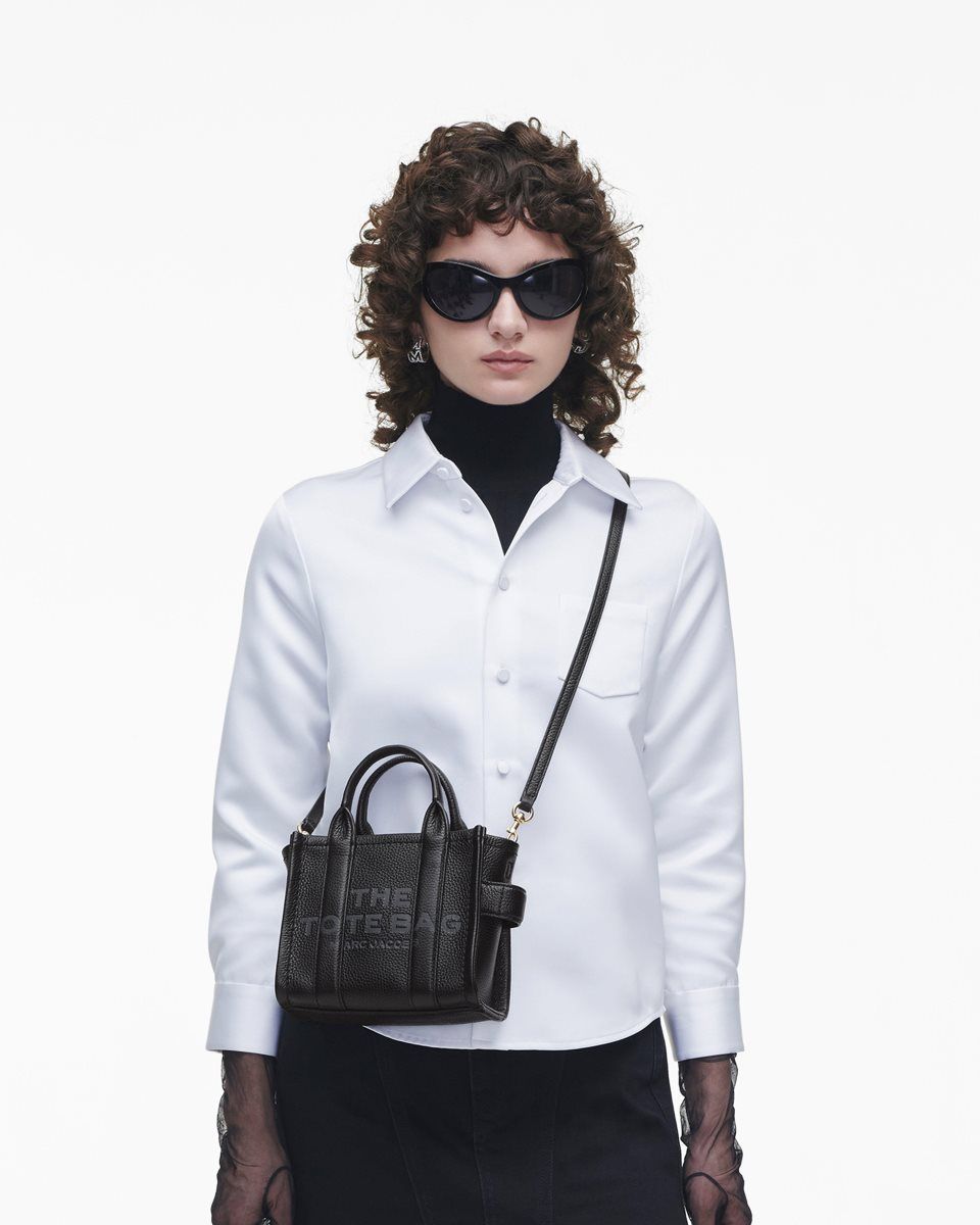 The Tote Bag Marc Jacobs The Leather Crossbody Tote Bag Femme Noir | 358ILKCZJ