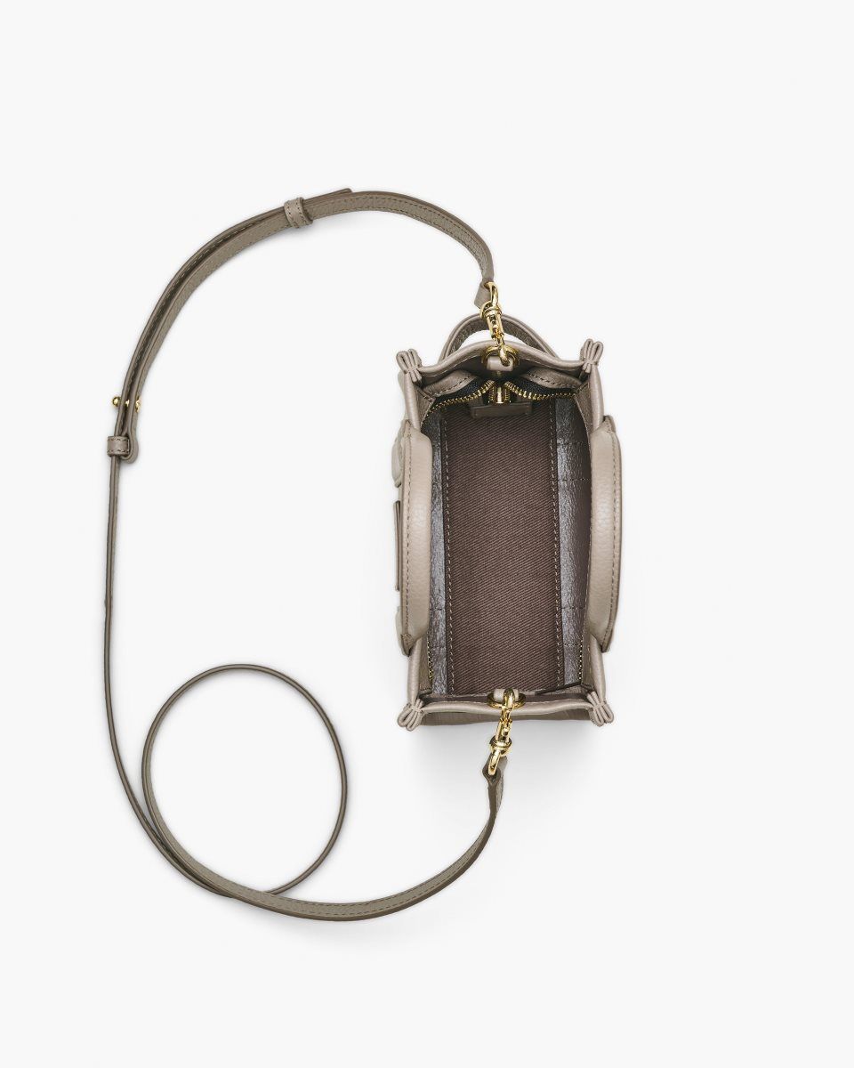 The Tote Bag Marc Jacobs The Leather Crossbody Tote Bag Femme Cement | 370VWEQKF