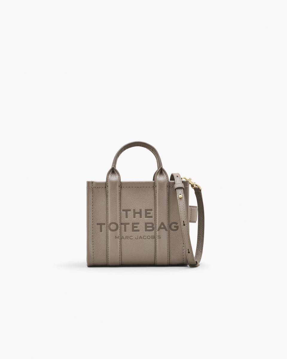 The Tote Bag Marc Jacobs The Leather Crossbody Tote Bag Femme Cement | 370VWEQKF