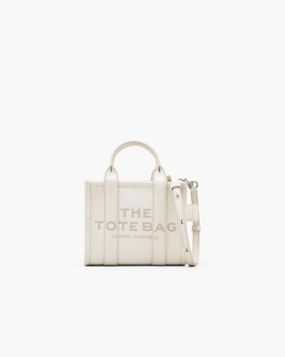 The Tote Bag Marc Jacobs The Leather Crossbody Tote Bag Femme Argent | 021QZHLXK
