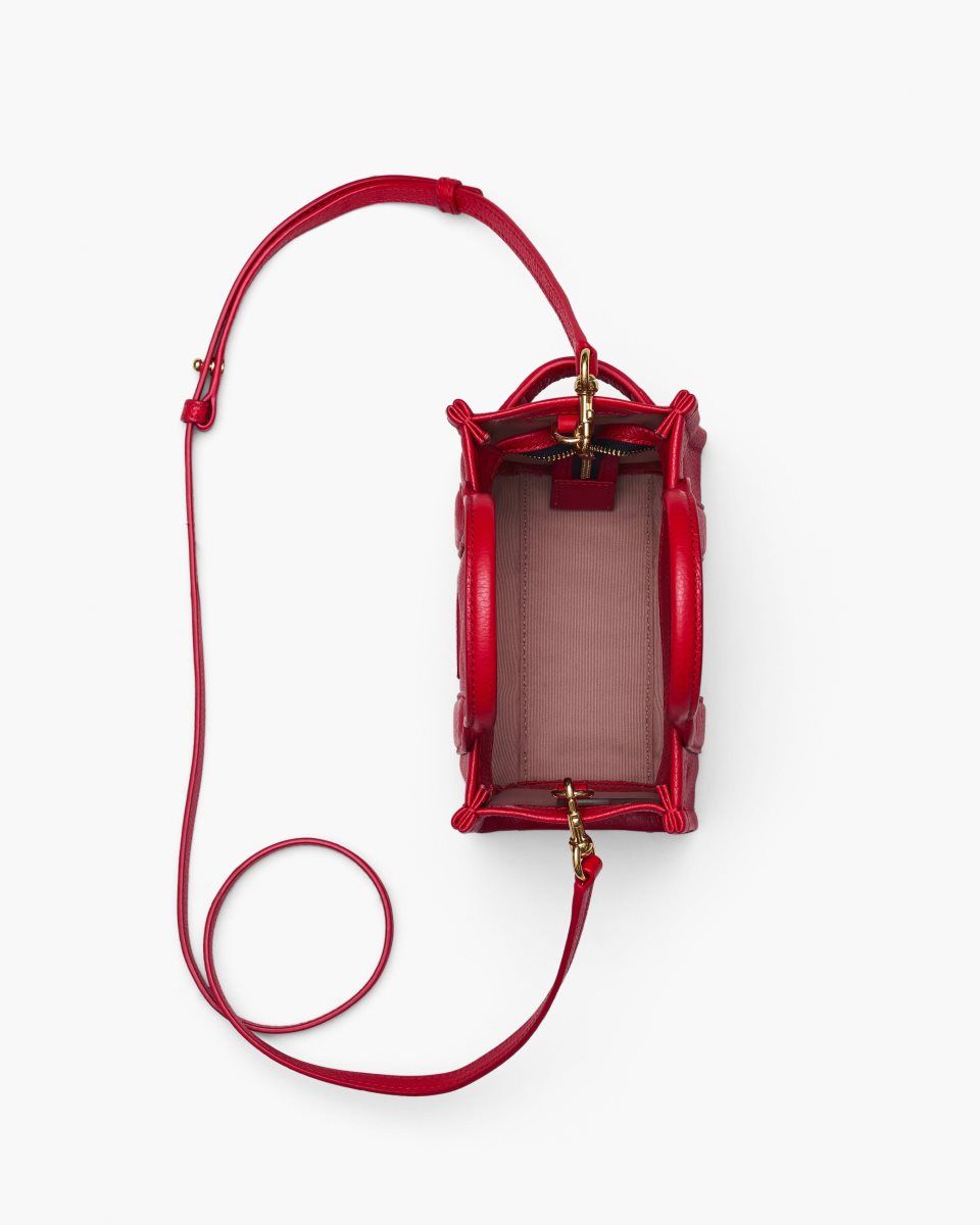 The Tote Bag Marc Jacobs The Leather Crossbody Tote Bag Femme Rouge | 126PELZHK