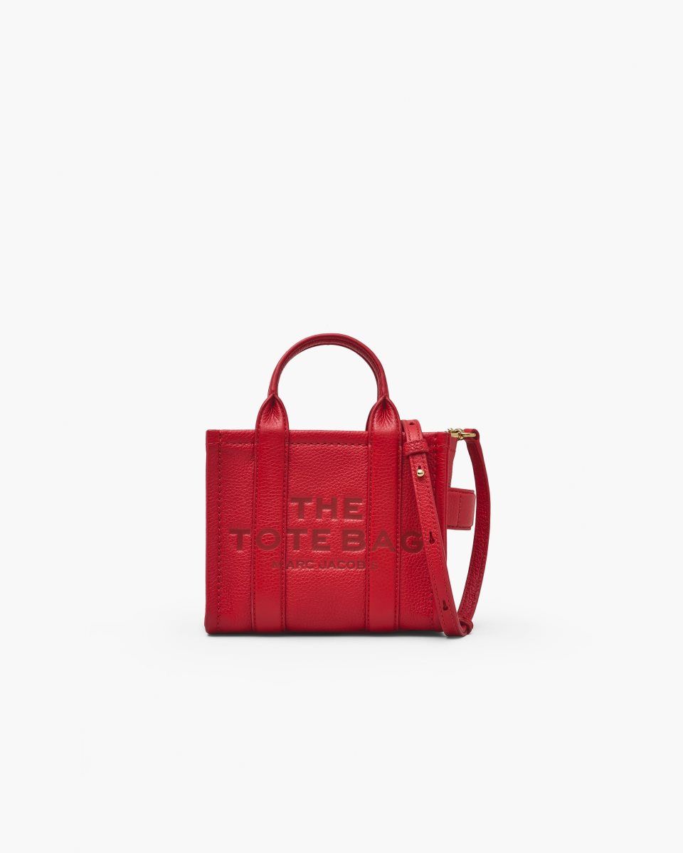 The Tote Bag Marc Jacobs The Leather Crossbody Tote Bag Femme Rouge | 126PELZHK