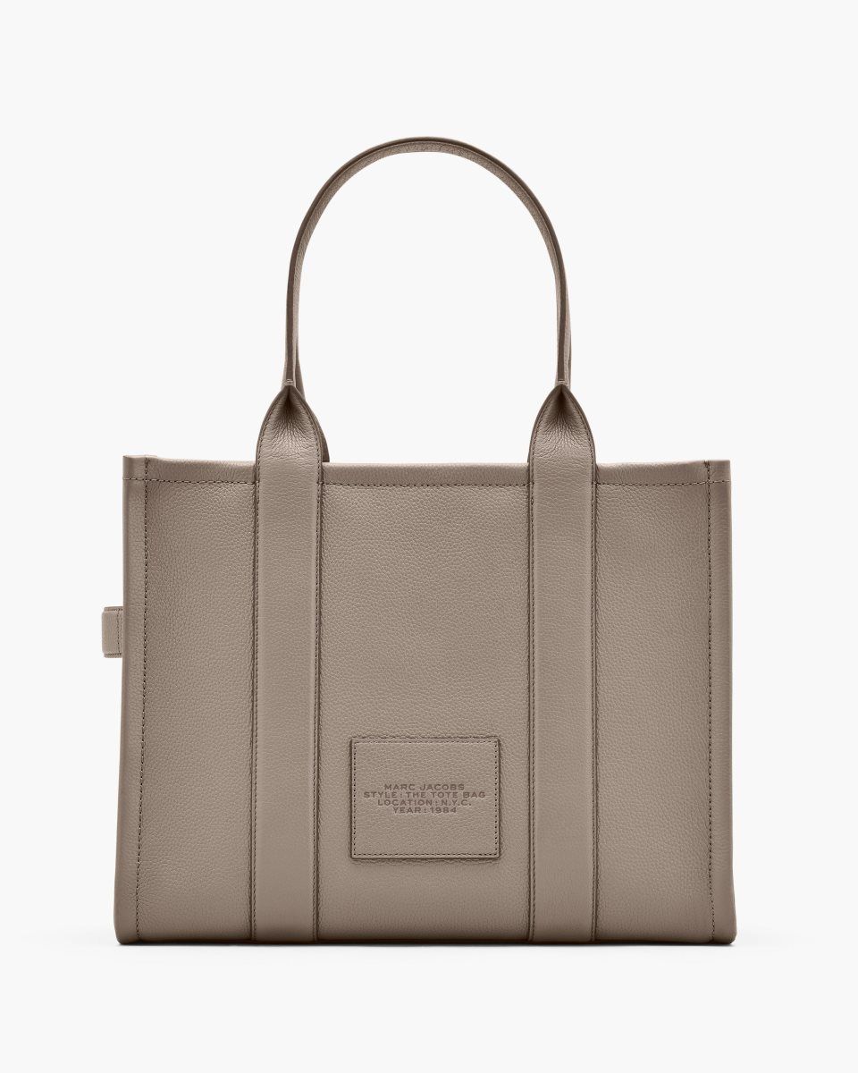 The Tote Bag Marc Jacobs The Leather Large Tote Bag Femme Cement | 301IQLXJV