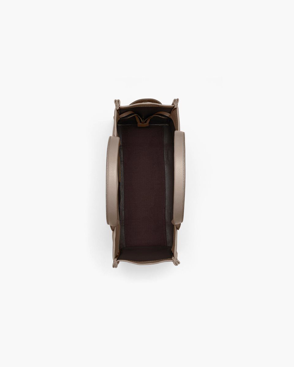 The Tote Bag Marc Jacobs The Leather Large Tote Bag Femme Cement | 301IQLXJV