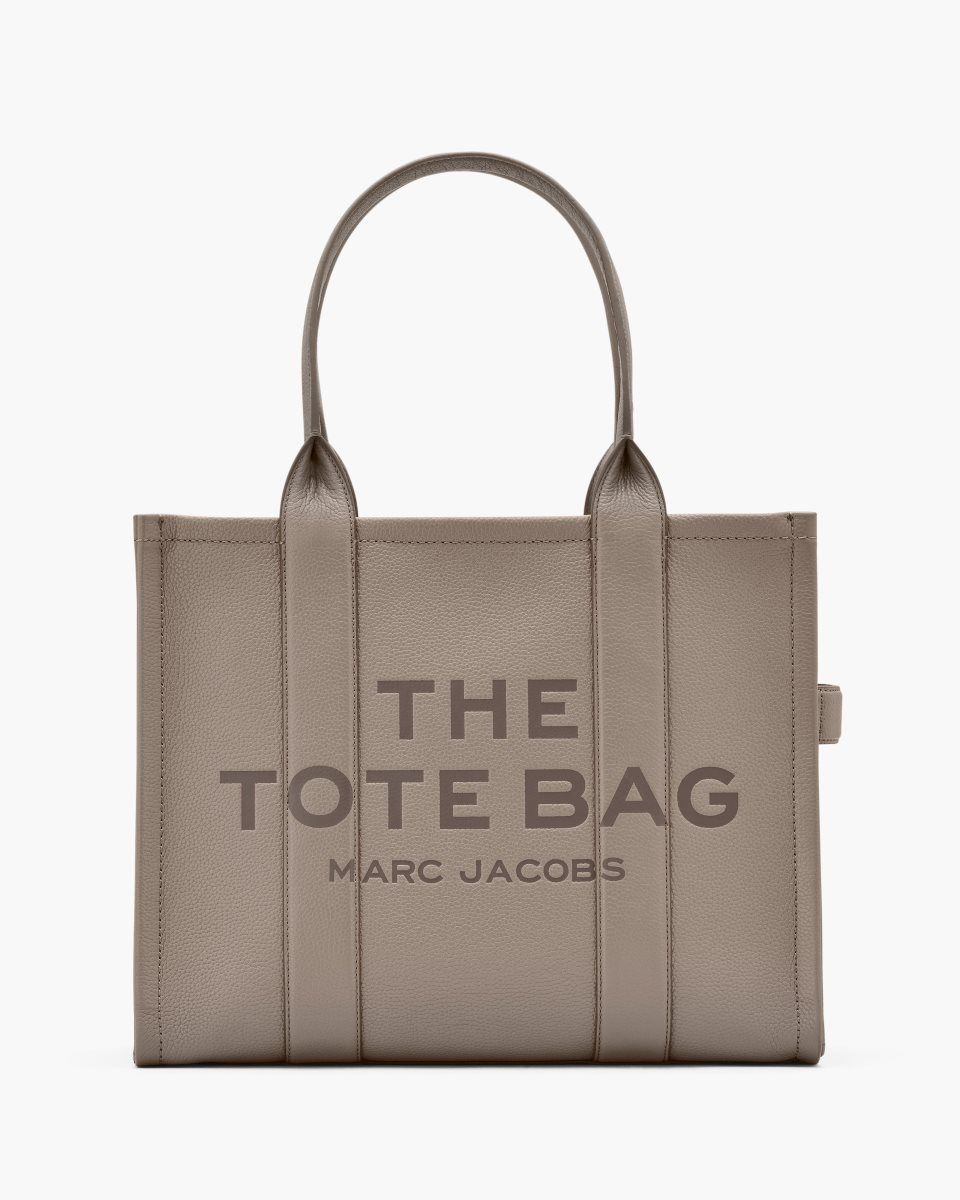 The Tote Bag Marc Jacobs The Leather Large Tote Bag Femme Cement | 301IQLXJV