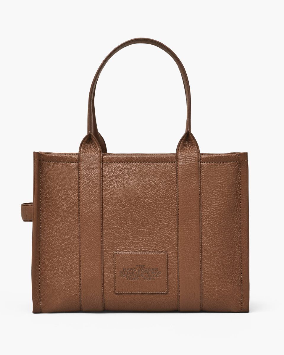 The Tote Bag Marc Jacobs The Leather Large Tote Bag Femme Argan Oil | 407YTDHKU