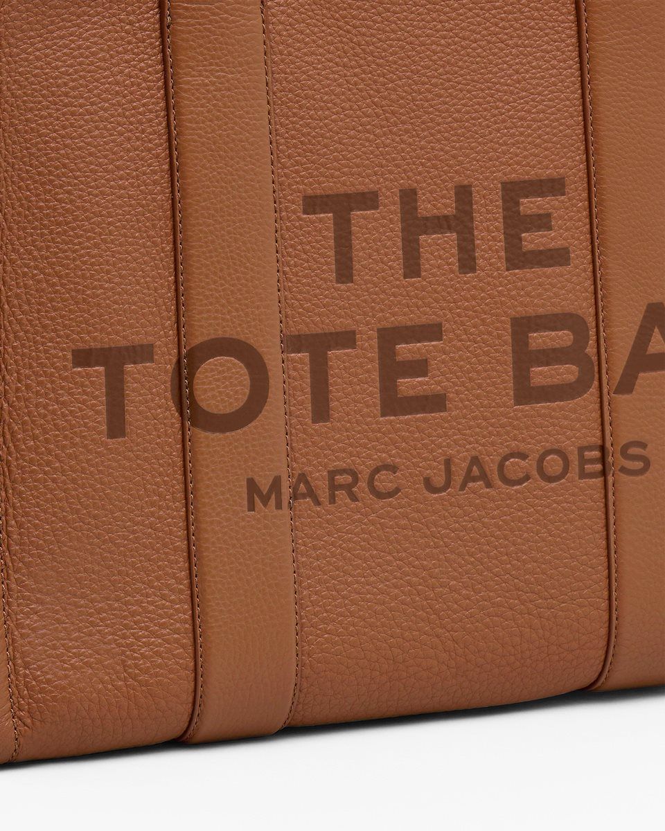 The Tote Bag Marc Jacobs The Leather Large Tote Bag Femme Argan Oil | 407YTDHKU