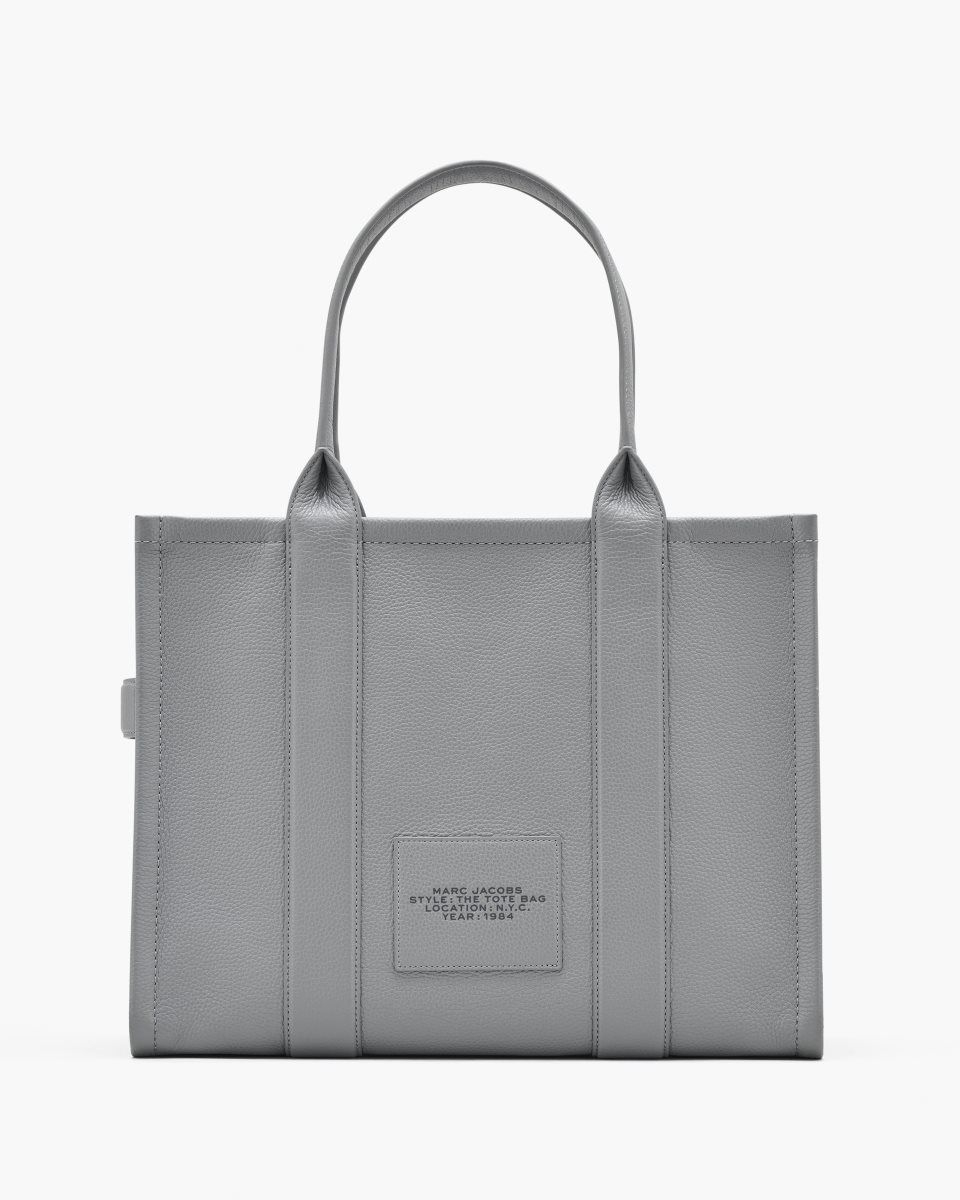 The Tote Bag Marc Jacobs The Leather Large Tote Bag Femme Grise | 150TSYBMP