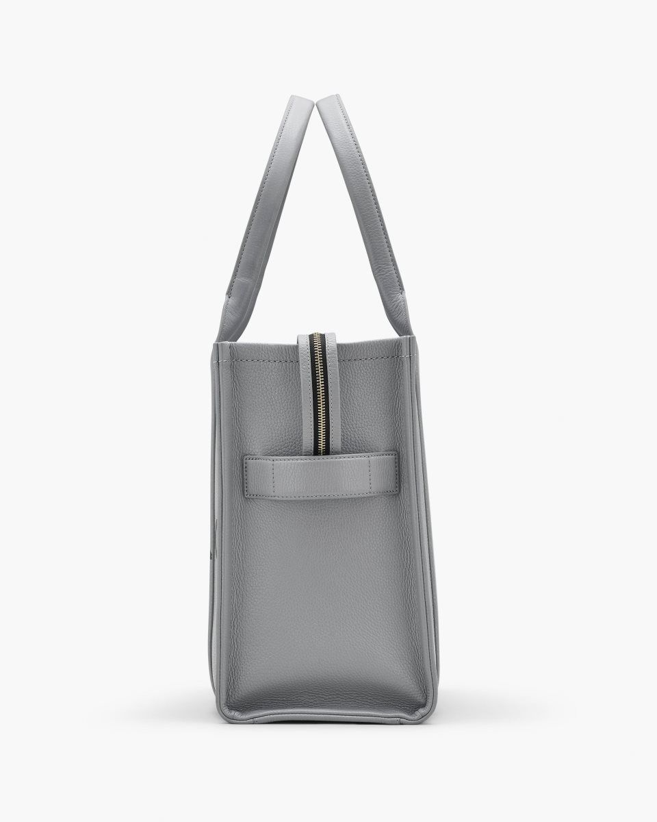 The Tote Bag Marc Jacobs The Leather Large Tote Bag Femme Grise | 150TSYBMP