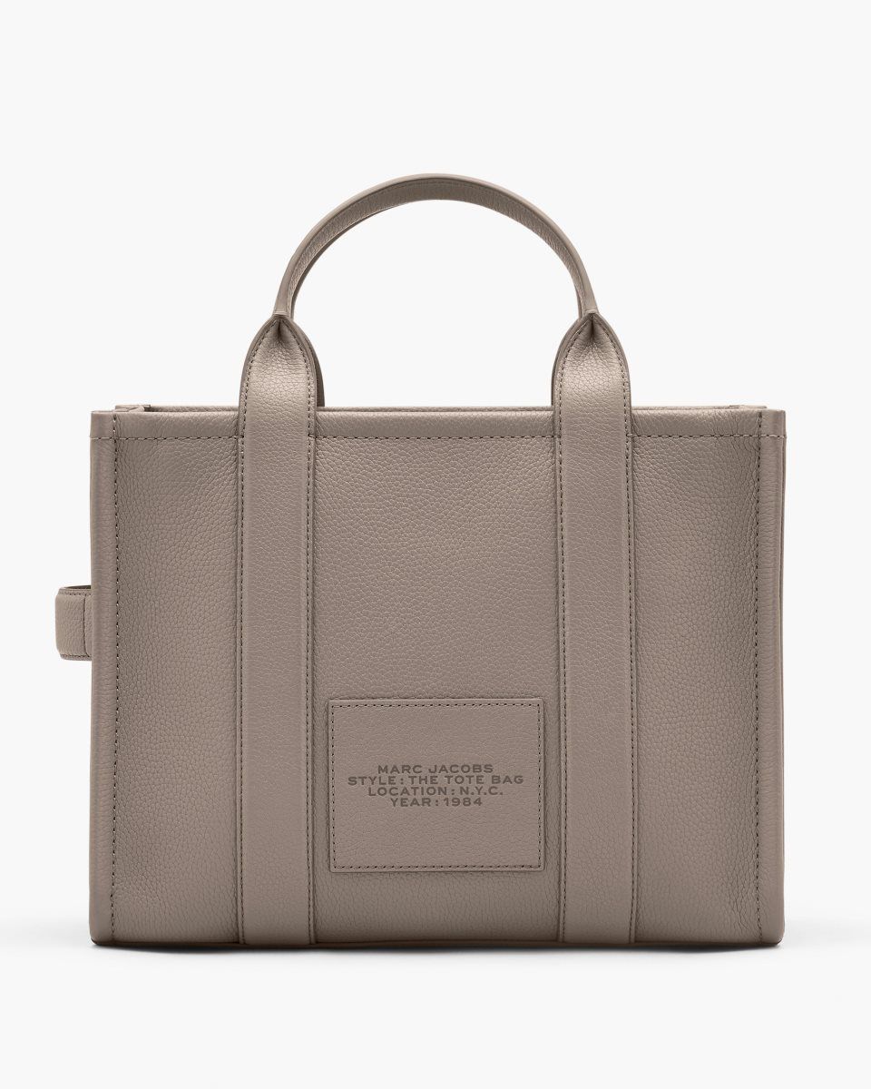 The Tote Bag Marc Jacobs The Leather Medium Tote Bag Femme Cement | 031XRDCUN